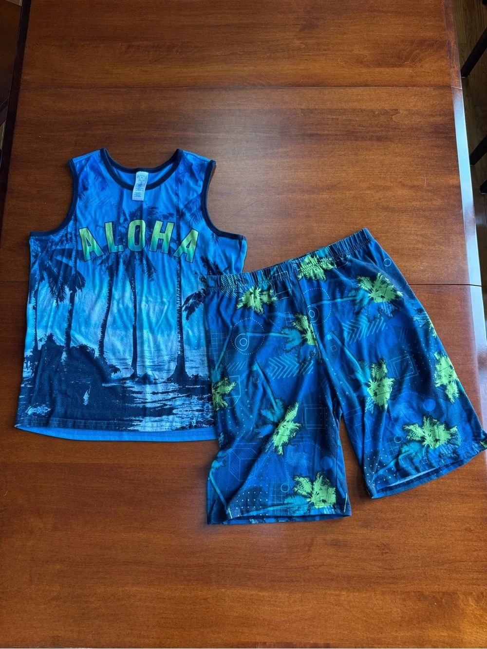 The Children’s Place Boys Size 16 XXL Aloha Tropical 2 Piece Pajama Set